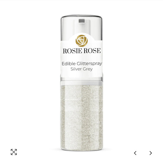 Glitter Spray Silver grey 5g Rosie Rose - Der Backmichgluecklich Online Shop