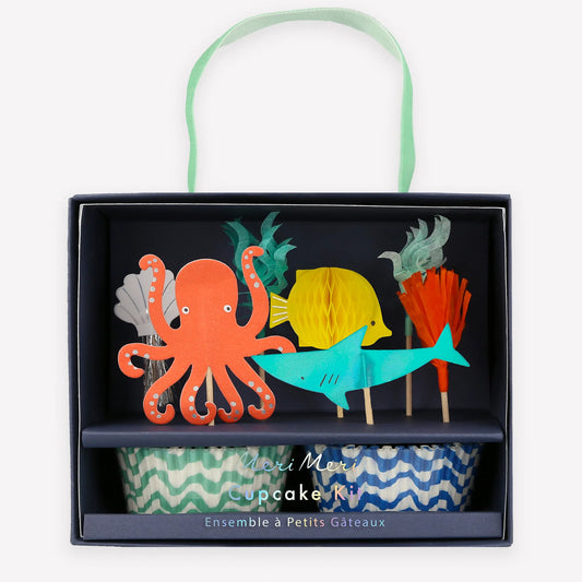 Cupcake set Under the Sea octopus & shark by Meri Meri - Der Backmichgluecklich Online Shop