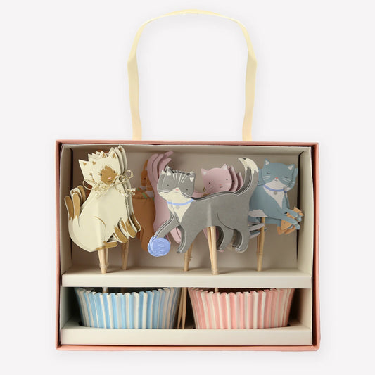Cupcake Set cute Kitten Meri Meri - Der Backmichgluecklich Online Shop