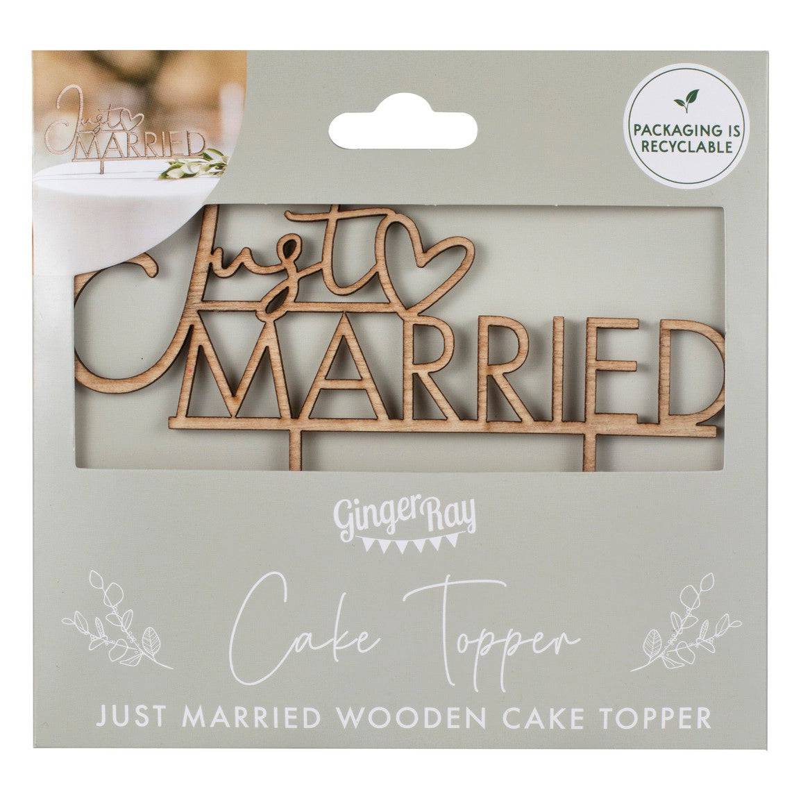 Holz Caketopper Just Married GingerRay - Der Backmichgluecklich Online Shop