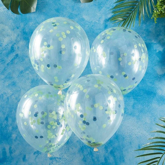 Konfetti Ballon grün - blau Saurier Ginger Ray - Der Backmichgluecklich Online Shop