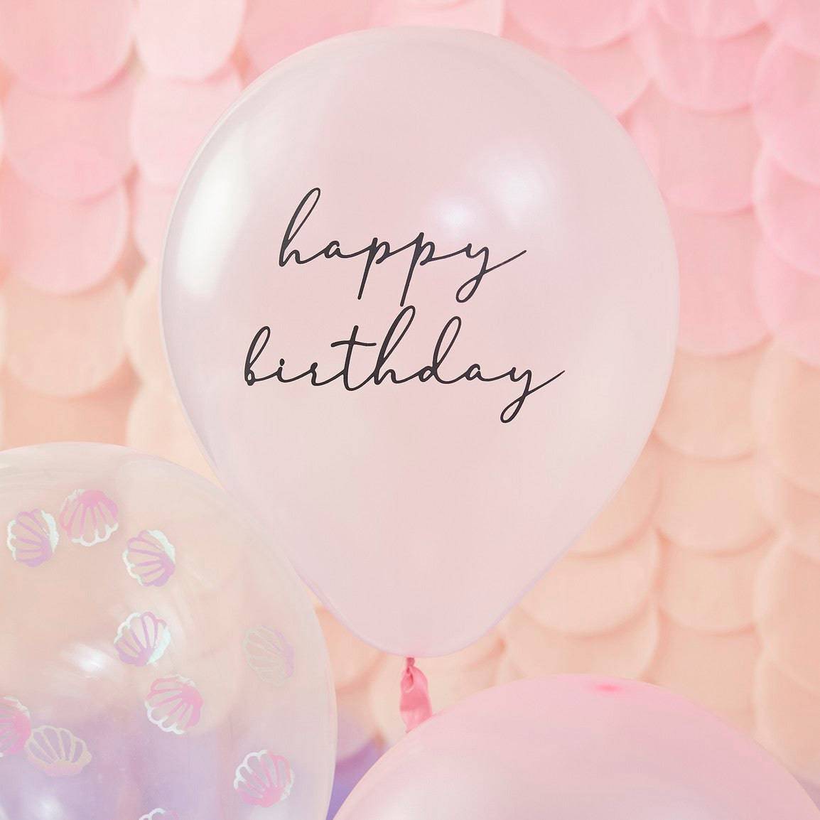 Mermaid happy birthday shell Ballons GingerRay - Der Backmichgluecklich Online Shop