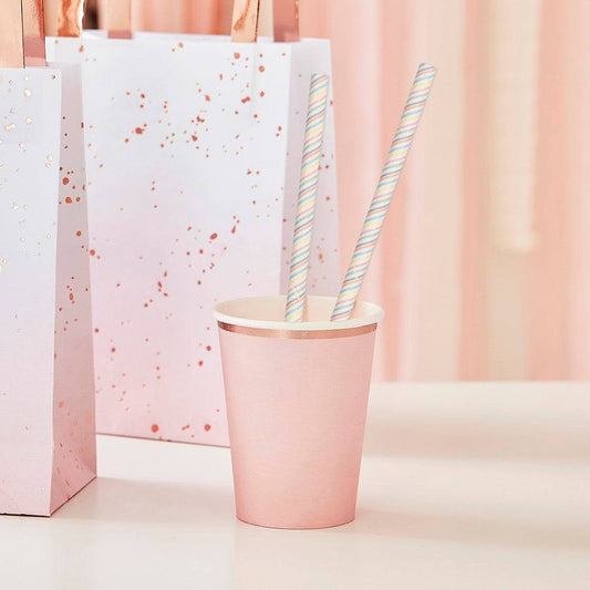 Paper Straw - Papierstrohhalme bunte Stripe Ginger Ray - Der Backmichgluecklich Online Shop
