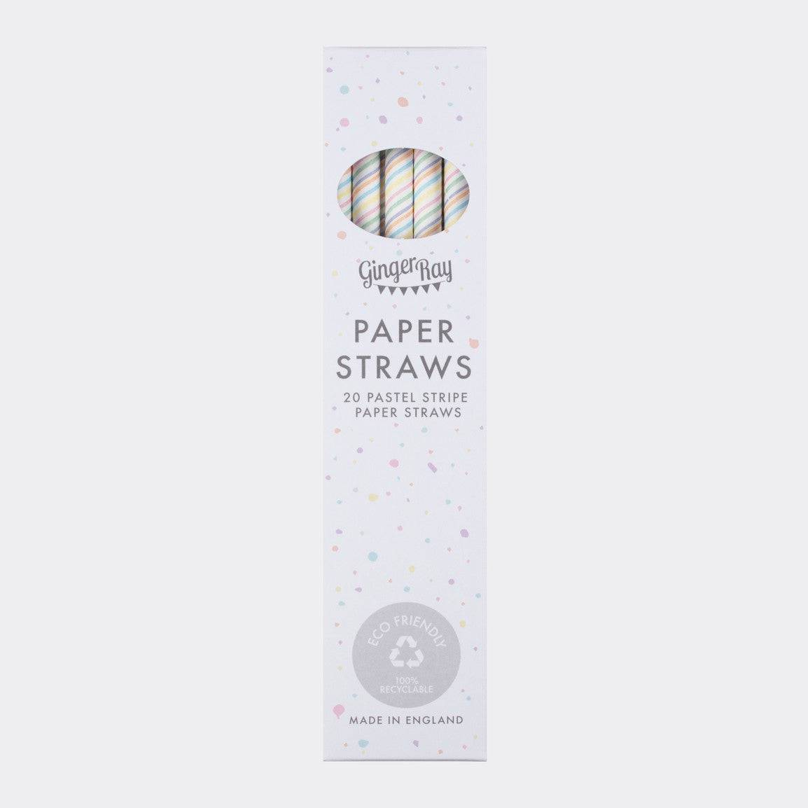 Paper Straw - Papierstrohhalme bunte Stripe Ginger Ray - Der Backmichgluecklich Online Shop
