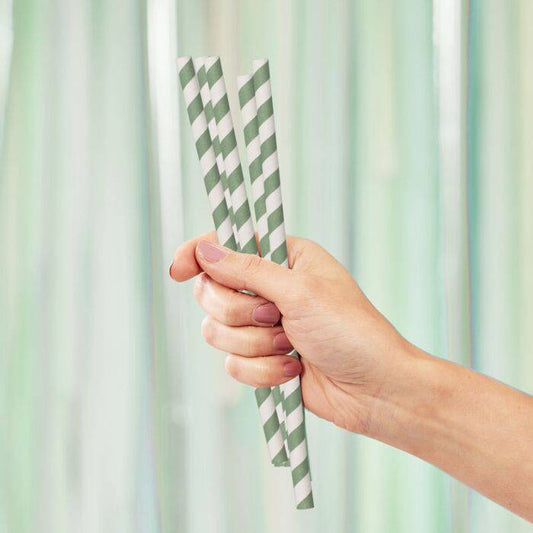 Paper Straw - Papierstrohhalme green Stripe Ginger Ray - Der Backmichgluecklich Online Shop