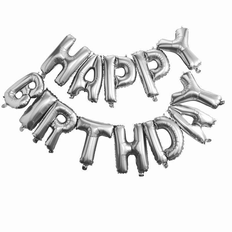 Silver Happy Birthday Folienballon Ginger Ray - Der Backmichgluecklich Online Shop