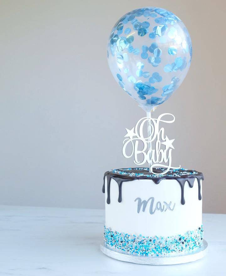 Blue Metallic Caketopper Konfetti Ballon by AmyCakes - Der Backmichgluecklich Online Shop