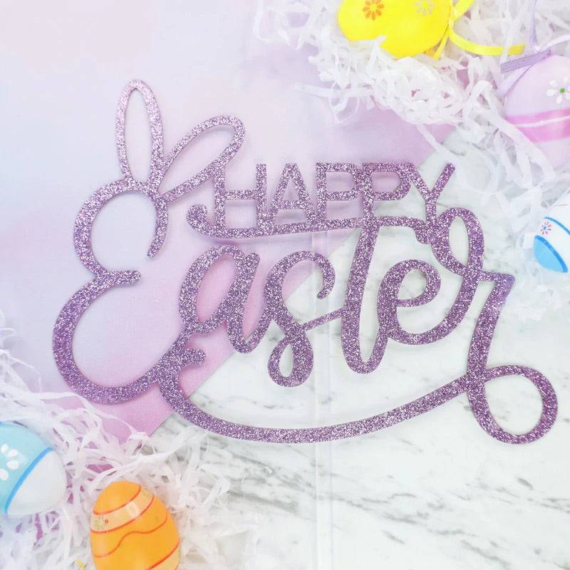 Happy Easter Caketopper glitter Sweet Stamp - Der Backmichgluecklich Online Shop